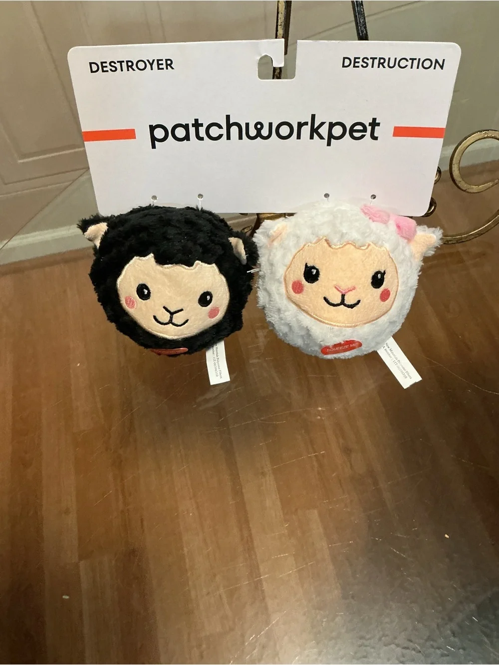 Brand New Patchwork~  Set Of 2  Sheep’s   Ball Belly ’ ~ Squeaky Dog Toy